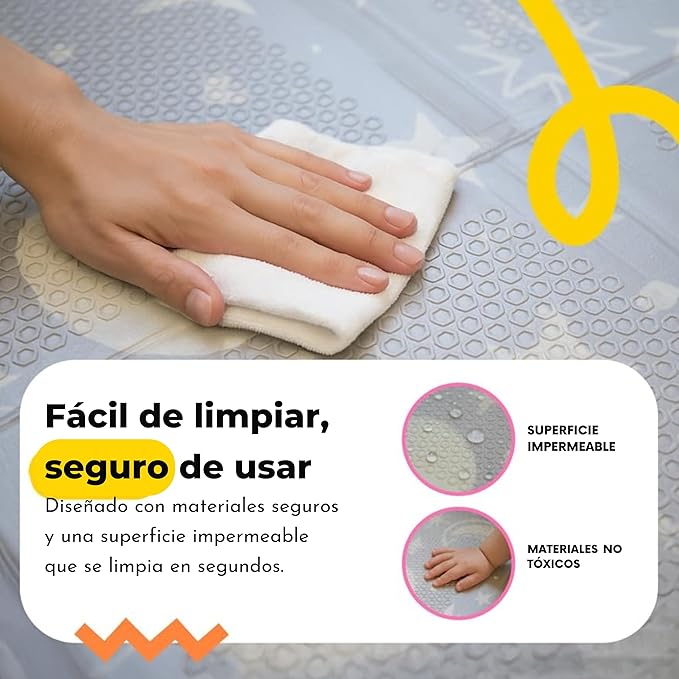 Miotetto Foldable Baby Play Mat – 78"x59" Non-Toxic, Reversible, Waterproof, Portable Baby Mat for Floor, Foam mat for Easy Storage & Travel, Large playmat for Kids, Floor mat for Any Playroom