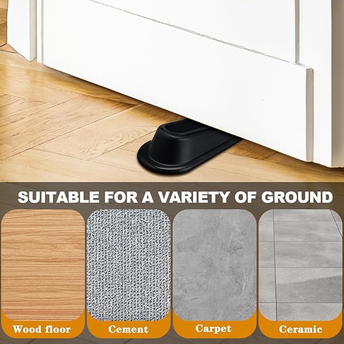 Frienda 48 Pcs Door Stoppers Heavy Duty Door Stop Wedge Rubber Door Stoppers for Door Bottom Carpet Tile Concrete Wooden Floor