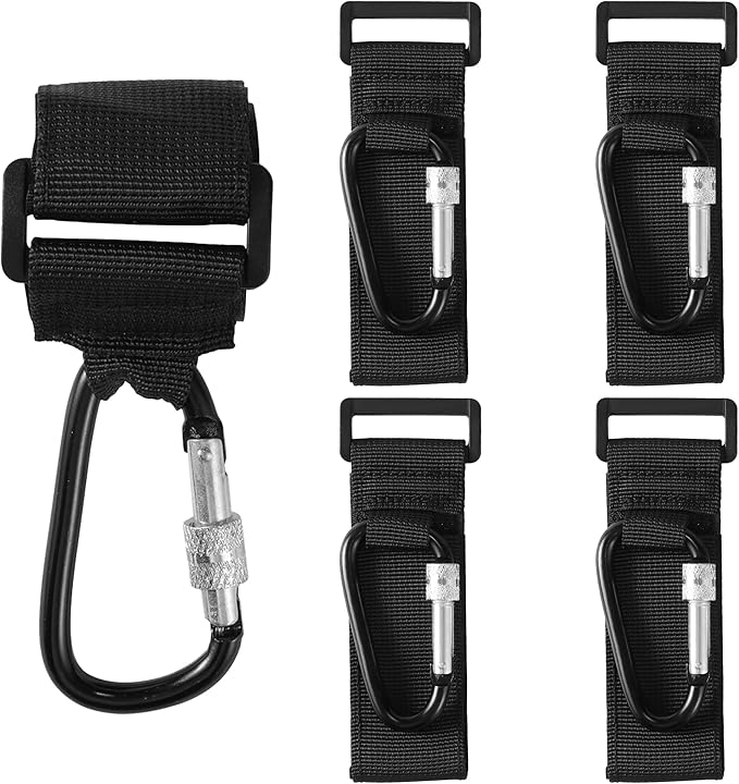 LIGHUFEIC 4 Pcs Walker Hook Hanging,Versatile Anti-Fall Off Stroller Hooks for Hanging Diaper Bags Walker Rollator Crutches Wheelchair, Purses, and Shopping, Hang It Anywhere You Need It(Black)