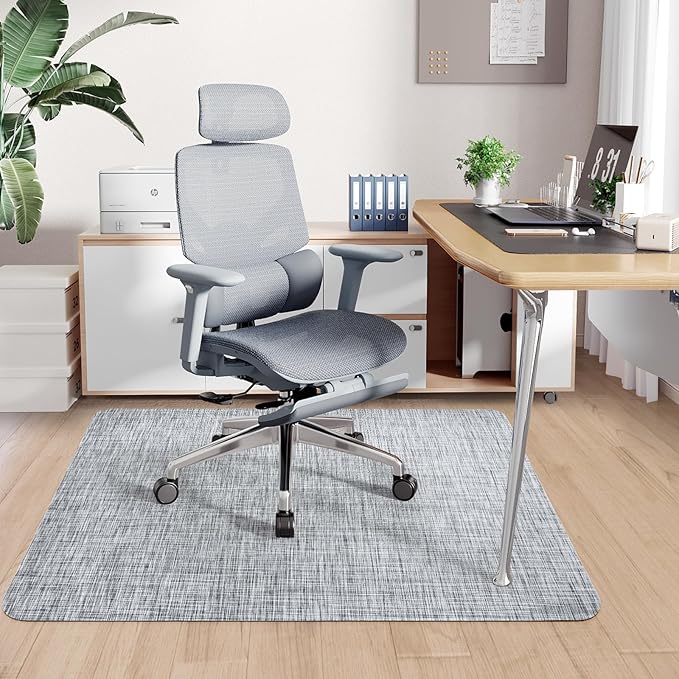 Sycoodeal Office Chair Mat for Hardwood & Tile Floor,Computer Gaming Chair Mat for Rolling Chairs Non-Curve, Anti-Slip, Heavy Duty Floor Protector for Home Office,Grey (48" x 60")