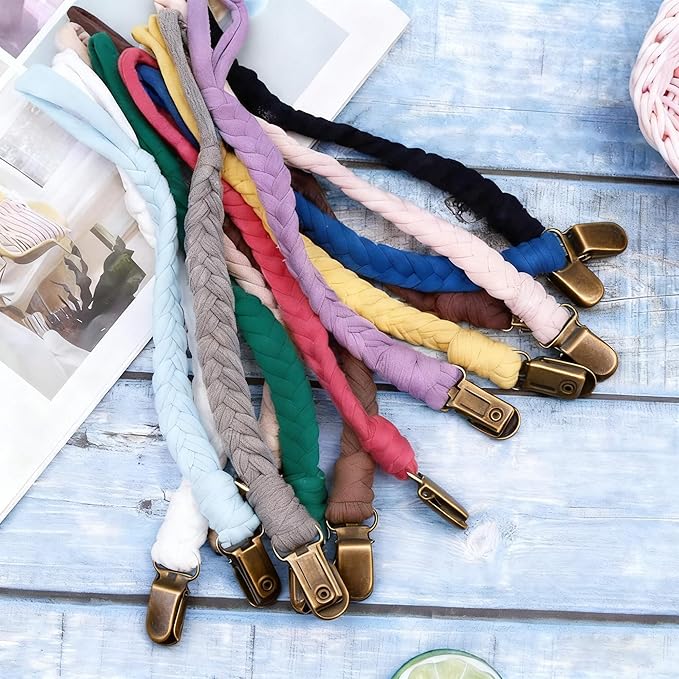 25 PCS 1" Suspender Clips Metal Pacifier Clip Holder for Pacifiers DIY Baby Girl Toy Bibs Garter Making Supplies (Bronze, Bulk)