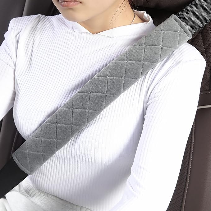 Seat Belt Cover Pad Car Accessories Car Seat Belt Pads Seatbelt Cushion Seatbelt Covers seat Belt Cover pad for Adults 2 Pack 15.5in（Gray）