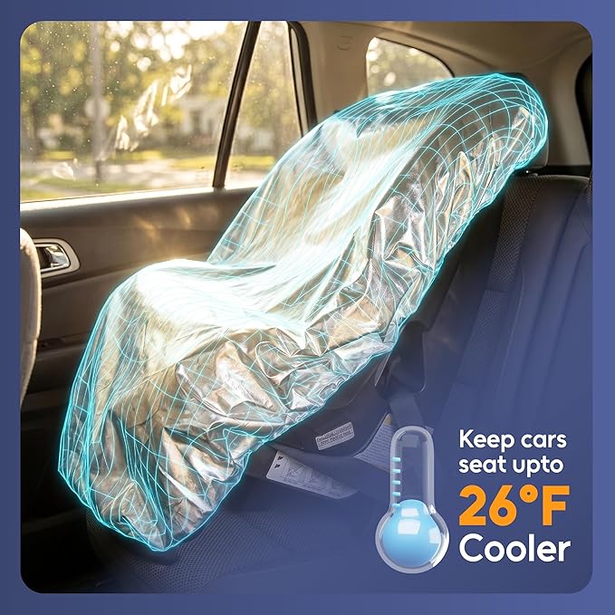 Mommy’s Helper Car Seat Sun Shade Cover – Heat Reflective Car Seat Sun Protector for Baby & Toddler – Universal Fit Carseat Cover for Summer – Blocks Sun & UV to Help Reduce Heat Buildup
