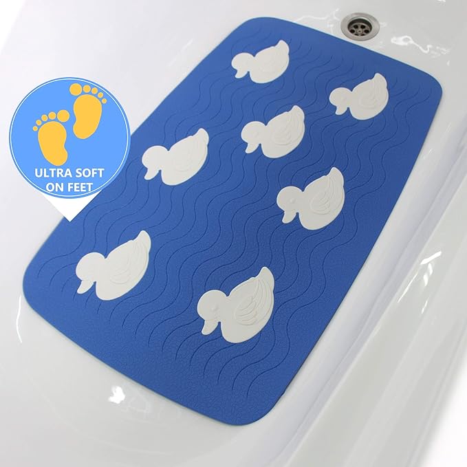 SafeLand Patented Non-Slip Bath, Tub, Baby Mat, TPR Material, Eco-Friendly, Non-PVC, Color Combo, Machine Washable, No-Odor, with Powerful Gripping Suction Cups, Duck-31 (16"x27")