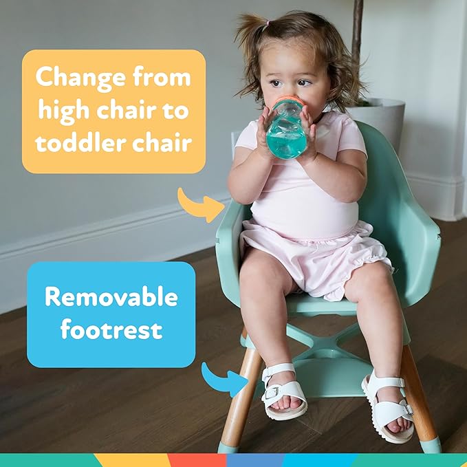 Nuby 4-in-1 Baby High Chair Seat with Removable Tray - 6+ Months to 3 Years - Adjustable Toddler Chair for Eating - Holds Up to 60 lbs - Green
