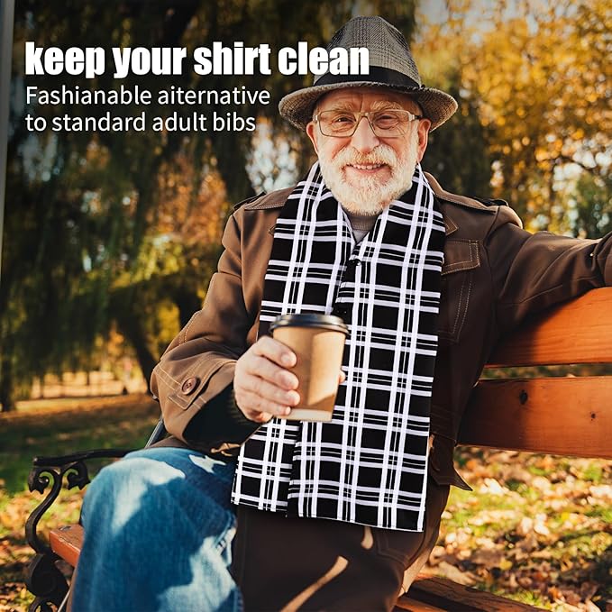 Tarpop Adult Bib Scarf Washable and Reusable Dining Clothing Protector Adult Bib for Elderly Senior Citizens Men Women Eating