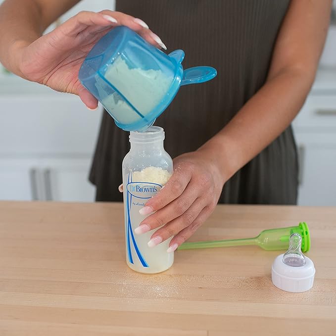 Dr. Brown's Baby Formula Dispenser with Snap-On Lid for On-the-Go Feedings,Milk Powder Dispenser for Traveling with Infant,Blue (Pack of 2)