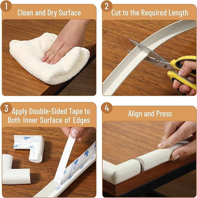 Mr. Pen- Furniture Corner & Edge Safety Bumpers, Small, 18ft Edge & 8 Corners, Baby Proof Corners and Edges, Baby Proofing Corner Guards, Baby Corner Protector Guards, Edge Protector for Baby