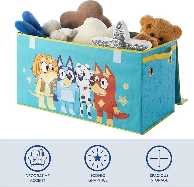 Bluey Collapsible Storage Trunk Durable Fabric Chest with Soft Lid, 28.5"x14.5"x16",Kids Room Organizer