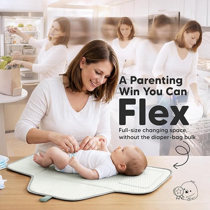 KeaBabies Portable Changing Pad for Baby, Travel – 26 x 21 Wipeable, Waterproof, Foldable Baby Diaper Changing Mat for Diaper Bag, Caddy, Car, Bed, Newborn, Compact Changer Mat Station (Acacia)