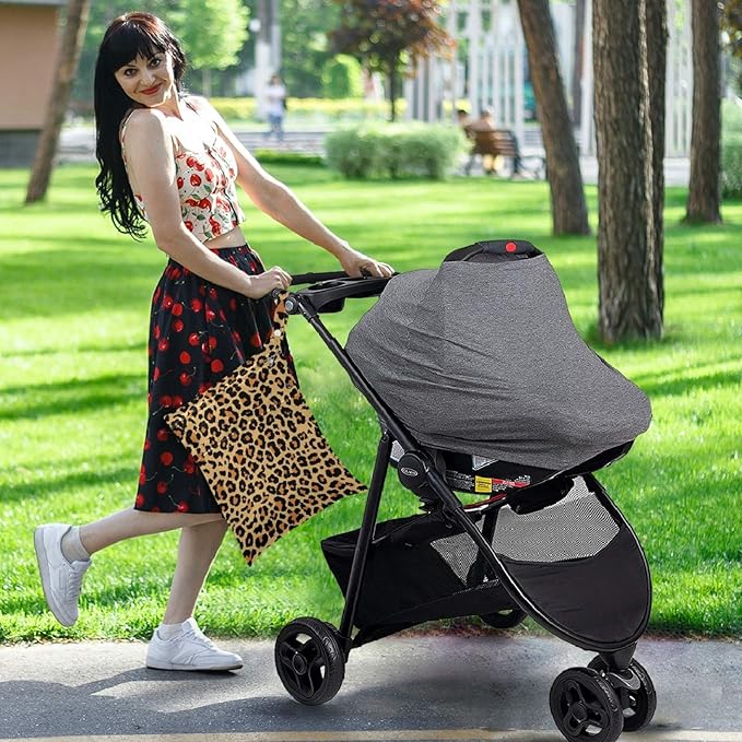 visesunny Leopard Grain 2Pcs Wet Bag with 2 Zippered Pockets Snap Handle Washable Reusable Roomy for Travel,Beach,Pool,Daycare,Stroller,Diapers,Dirty Gym Clothes, Wet Swimsuits, Toiletries