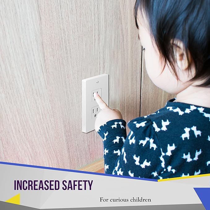 ENERLITES Child Proof Outlet Cover, Self-Closing, Fits Both Duplex and Decorator Outlet, Safety Design, Tamper-Resistant Socket Plug for Receptacle, Size 4.75" x 3.9", 8800-TR, Glossy White