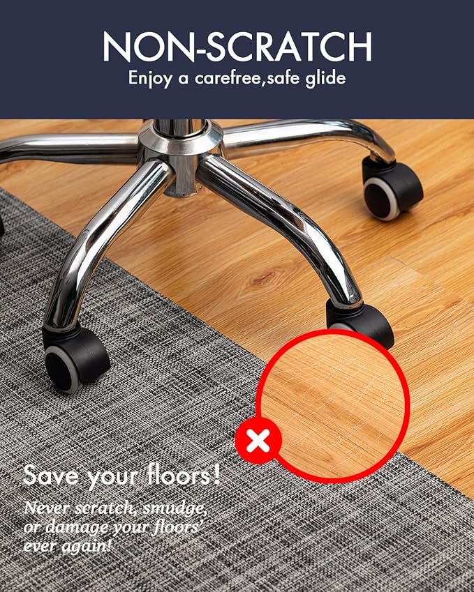 BARoyal Office Chair Mat for Hardwood Floor Under Desk Computer Rolling Chair Mat for Wood/Tile Floor Non-Slip Heavy Duty Desk Rug PVC Plastic Hard Floor Protector 30" x 48"(Gravel)
