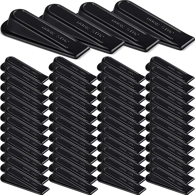 Frienda 48 Pcs Door Stoppers Heavy Duty Door Stop Wedge Rubber Door Stoppers for Door Bottom Carpet Tile Concrete Wooden Floor