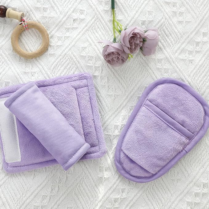 SWESEN Baby Car Seat Strap Covers, 3 Piece Soft Car Seat Strap Shoulder Pads for Baby Girls Boys, Double-Sided Use carseat Straps Covers for Stroller, Car Seats, Pushchair, Purple