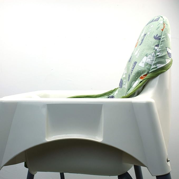 ZARPMA Cotton Seat Covers for IKEA Antilop Highchair,Cotton Surface and Padded,Forest Pattern Foldable Baby Highchair Cover for IKEA Child Chair Cushion (Green Forest)