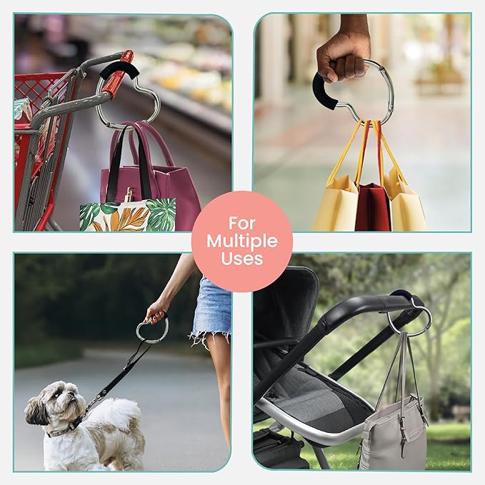 Lulyboo Heart Shaped Carabiner Clip – Heavy Duty Metal Hook for Strollers, Shopping Carts & Gear – Large, Sturdy & Stylish Design