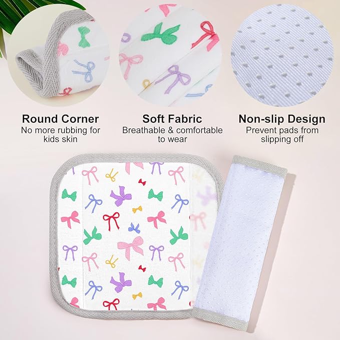 Seat Belt Cover Pad for Baby, Soft Seatbelt Cushion Covers for Kids 2Pcs Car Seat Strap Shoulder Pads for All Car Seats, Stroller, High Chair