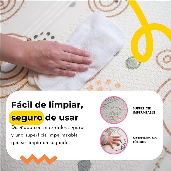 Miotetto Foldable Baby Play Mat – 78"x59" Non-Toxic, Reversible, Waterproof, Portable Baby Mat for Floor, Foam mat for Easy Storage & Travel, Large playmat for Kids, Floor mat for Any Playroom