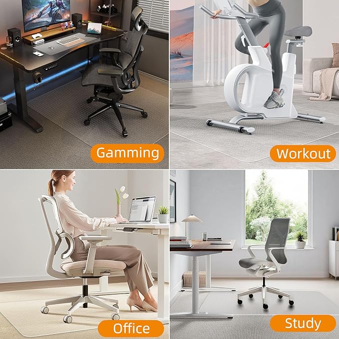 Office Chair Mat for Carpet - 36x48 Inch Plastic Computer Desk Floor Protectors for Chairs Clear Under Desk Rug Pad for Rolling Gaming Chair
