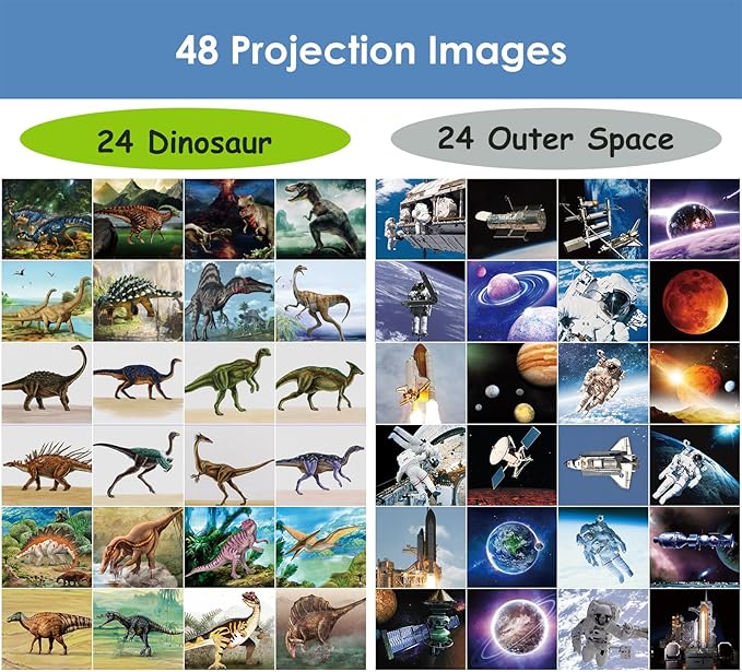 Pup Go 2-Pack Dinosaur & Outer Space Torch and Projector for Kids Ages 3+ Years Old, 6 Discs and 48 Images, Dinosaur Toys for Boys, Cool Kids Torch, Educational Science Kits for Toddlers and Children
