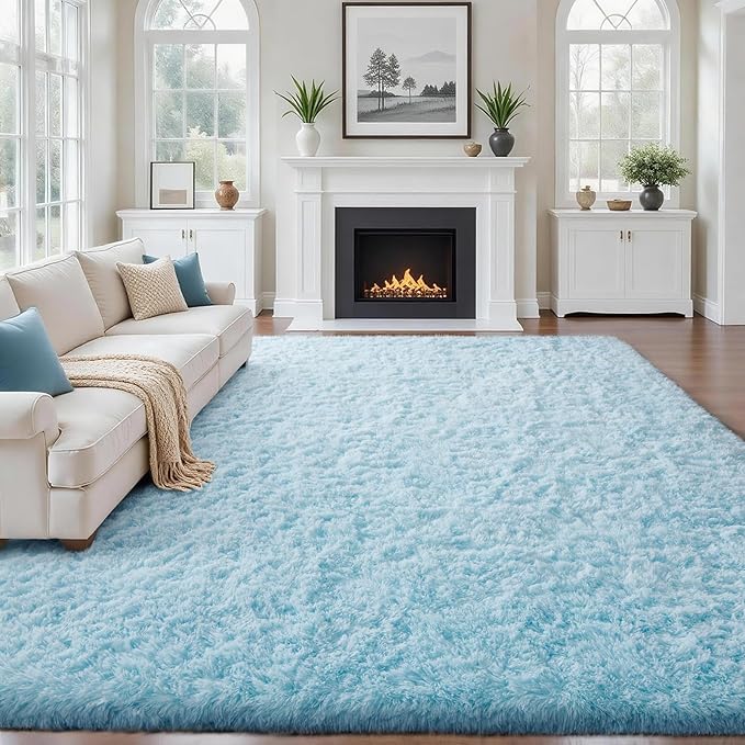 Ophanie Area Rugs for Bedroom Living Room,Color Light Blue,Size 8' x 10',Shape Rectangular