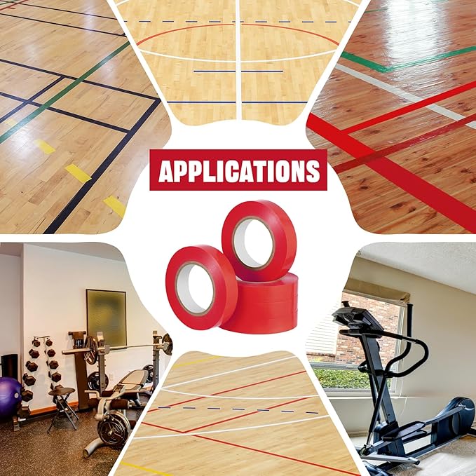 Frienda Floor Vinyl Tape 1/2inch Floor Marking Court Tape Outdoor Playing Field Marking Equipment for Social Distancing Gyms, Athletics, Equipment