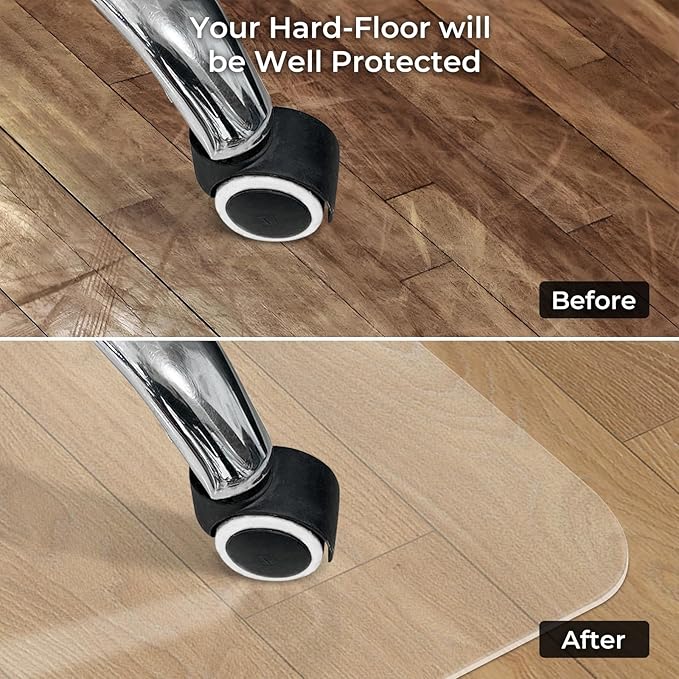 Chair Mat for Hard Wood Floors - Heavy Duty Floor Protector - Easy Clean (47''×47'')