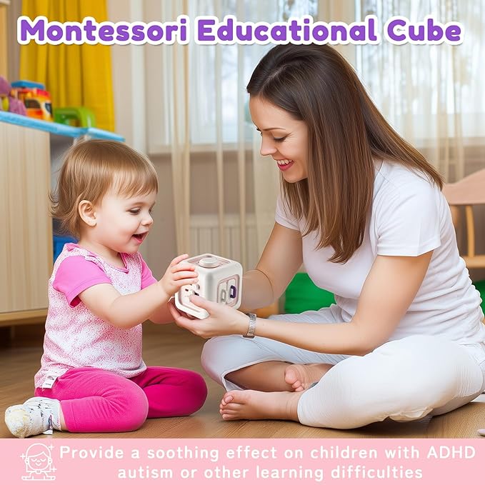 Busy Cube Toy for 1 Year Old Girl Gifts, Montessori for Baby Girl, Travel Sensory Toys for Toddlers 1-3, Learning Fine Motor Skills| 1st Birthday Girl Gifts 12 Months