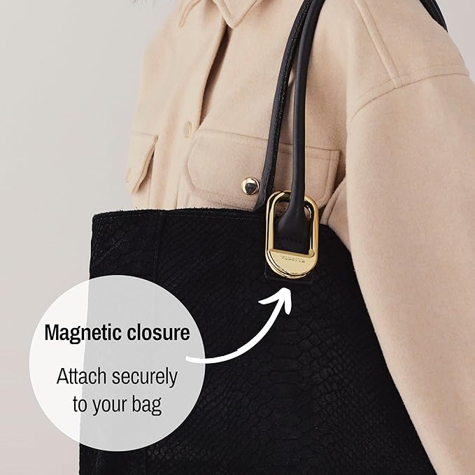 KLIPSTA FLIP Bag Hook - Newly Redesigned. Portable Purse Hanger for Table with Magnetic Closure - Now Holds up to 50 lbs. (Gold)