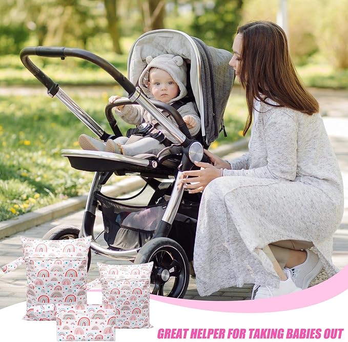 3pcs Cloth Diaper Wet Dry Bags Waterproof Reusable with Two Zippered Pockets Travel Beach Pool Daycare Soiled Baby Items Yoga Gym Bag for Swimsuits or Wet Clothes