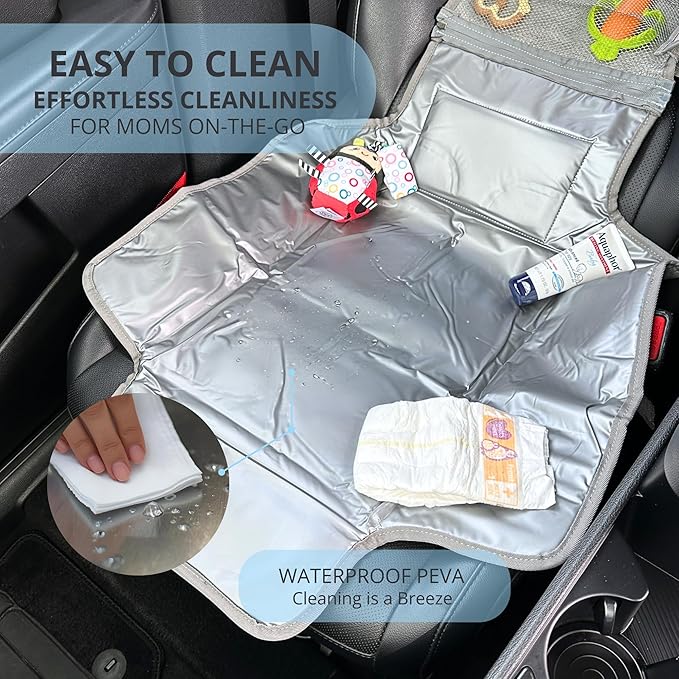 Portable Diaper Changing Pad, Waterproof Travel Baby Changing Mat with Wipes Pocket, Compact Foldable, Gift for Babyshower, Newborn Boys & Girls (Grey)