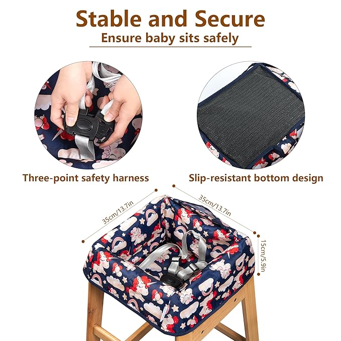 High Chair Cover for Baby Restaurant: Sprouterie Baby High Chair Covers for Restaurant Highchair with Safety Harness Stain and Slip Resistant Waterproof Portable for Outdoor Indoor Eating (undefined)