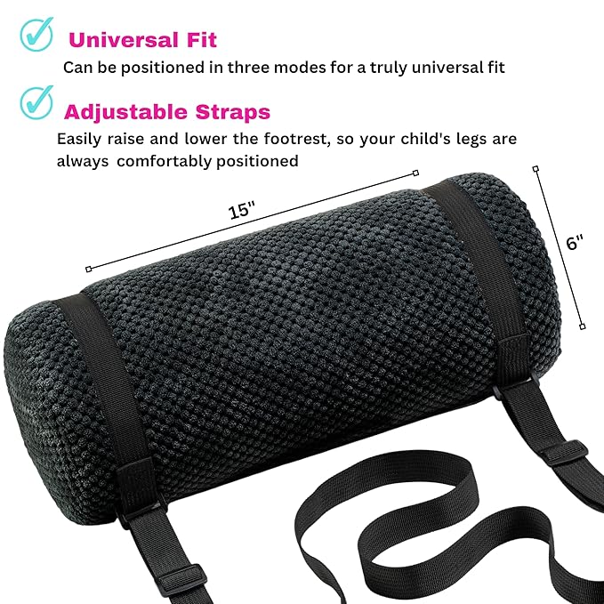 Car Seat Foot Rest for Kids | Car Seat Accessories | Leg Rest for Car Seat Kids | Car Foot Rest with Extra Long Straps Adjusts to Any Carseat Or Toodlers Booster Seat Black Leather by SWANOO