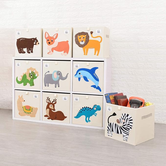 CLCROBD Foldable Animal Cube Storage Bins Fabric Toy Box/Chest/Organizer for Toddler/Kids Nursery, Playroom, 13 inch (Deer)