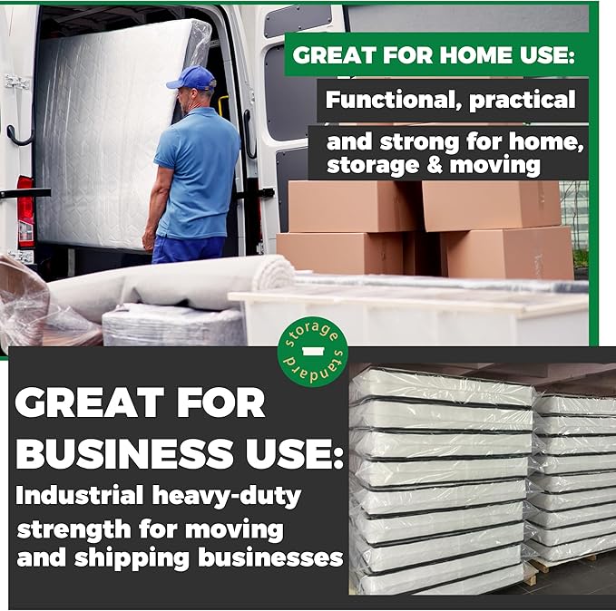Queen Mattress Bags for Moving & Storage - Heavy Duty Thick 4mil Reusable Bag Mattresses Covering, Waterproof Plastic Perfect Bed Fit - Clear, 100 × 64 x 15 Inches