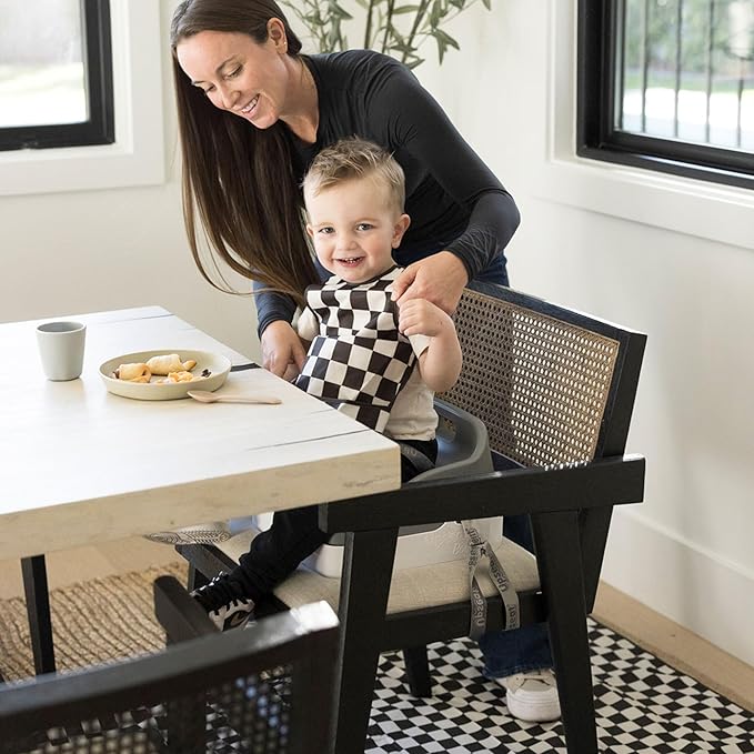 Tiny Twinkle Mess-Proof Splat Mats for Under high Chairs or Table Cover Art Projects for Baby and Toddler - Waterproof, Washable Floor or Table Splash mat 51" x 51" (Checkers Black)