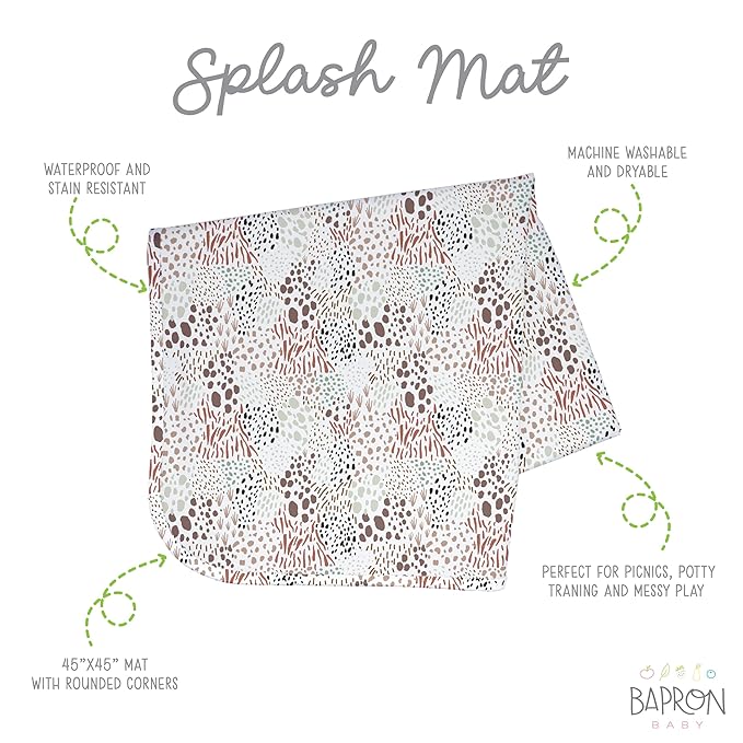 BapronBaby Wild Splash Mat - Waterproof Catch-All for Under High Chairs, Floors, Tables, Playtime or Arts & Crafts - Machine Washable - 45" x 45”