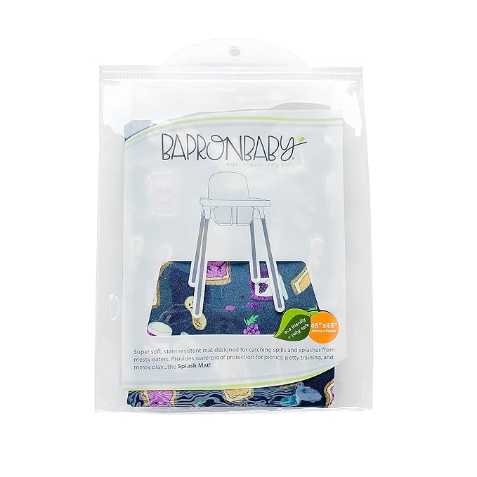 BapronBaby PBJ Pals Splash Mat - Waterproof Catch-All for Under High Chairs, Floors, Tables, Playtime or Arts & Crafts - Machine Washable - 45" x 45”
