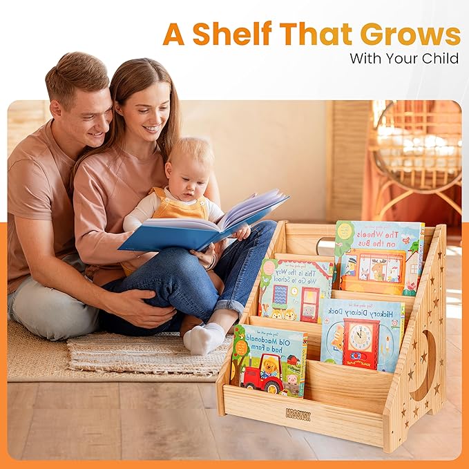 Hrssnsk Montessori Baby Bookshelf, Front-Facing Wooden Kids & Toddler Bookshelf, Nursery Book Organizer for Playroom