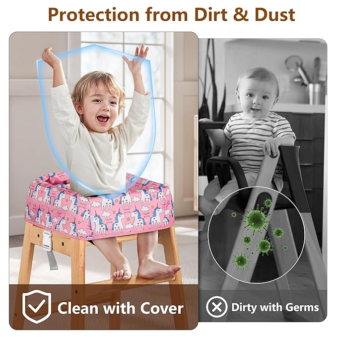 High Chair Cover for Baby Restaurant: Sprouterie Baby High Chair Covers for Restaurant Highchair with Safety Harness Stain and Slip Resistant Waterproof Portable for Outdoor Indoor Eating (Pink)
