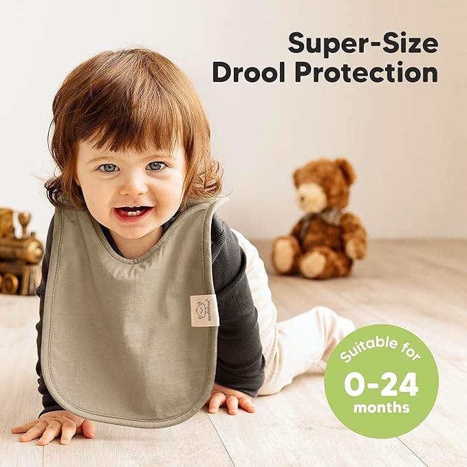 KeaBabies 8-Pack Baby Bibs for Boys, Girls - Pullover Bibs for Drooling Teething Baby Girl & Boy Toddler, Newborn, Soft & Absorbent, Cute Colors, Large Torso Coverage Keep Infant Clean & Dry (Brick)