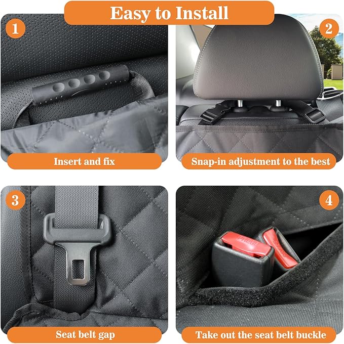 Meolsaek Dog Car Seat Cover for Back Seat, Waterproof Back Seat Pet Cover for Dogs, Non-Slip Backseat Cover for Dogs in Car (Bench)