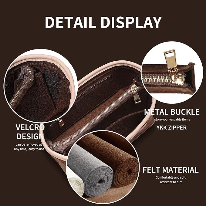 Doxo Purse Organizer Insert for Handbags & Felt Tote Bag Fit LV Speedy 20,Alma BB,Petit Noe More(S-Brown)