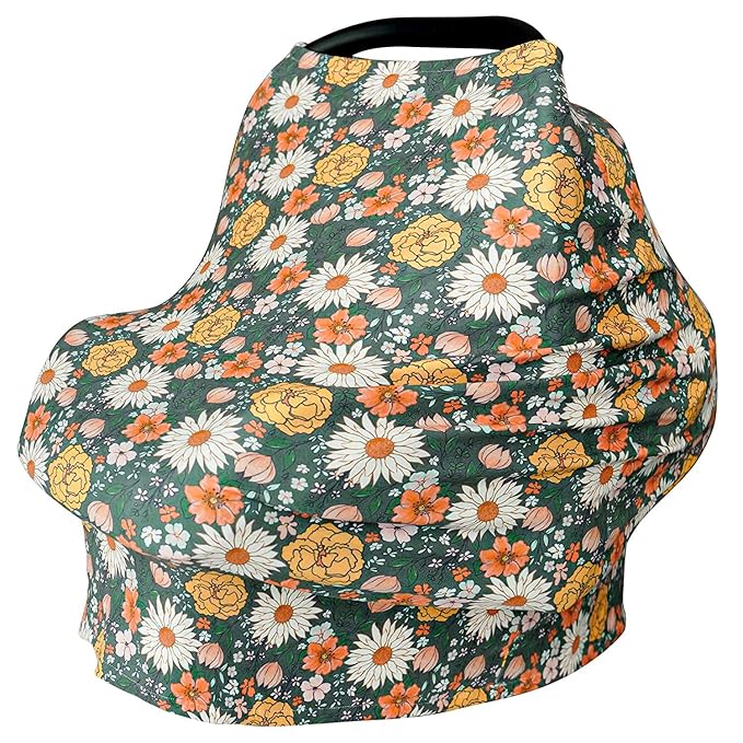 Konssy Baby Car Seat Covers- Multi-use Carseat Canopy for Babies, Stretchy Infant Carseat Cover Boy, Shower Gifts for Unisex Boys and Girls