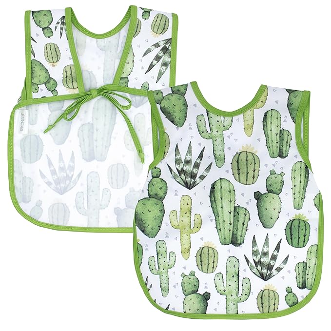 BapronBaby Desert Cactus Bapron - No Neck Tie Safer Bib for Baby & Toddler - Soft Waterproof Stain Resistant - Machine Washable - Sz Baby/Toddler 6m-3T