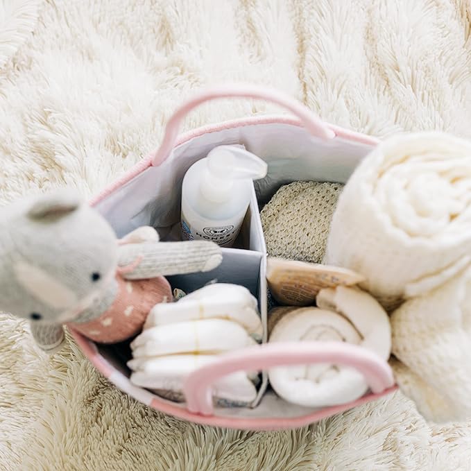 OrganiHaus Pastel Rainbow Nursery Storage Basket, Cotton Rope Toy & Diaper Caddy Organizer with Handles, Baby Diaper Organizer, Foldable Design, Machine Washable, Ideal for Baby Room & Laundry
