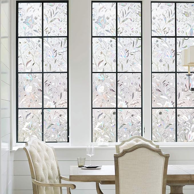 Kromapolis Window Film, Window Privacy Film, Vinyl Glass Covering, Stained Glass Decorative Film, Window Film Privacy Frosted, Static Window Clings, Non-Adhesive, No-Glue (45.2 x 157.4 inch)