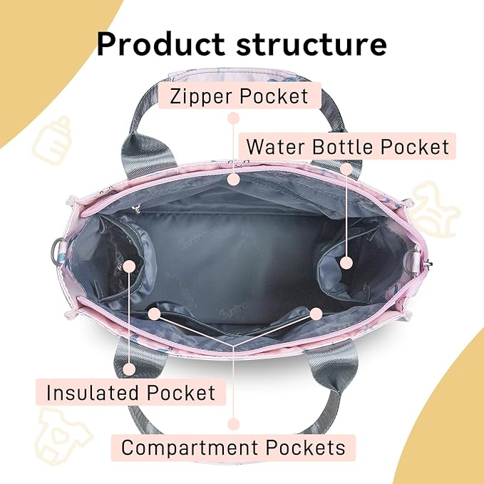 PHEBEN Small Diaper Bag Tote Waterproof Travel Mini Diaper Bag Multi-Function Baby Handbag Crossbody Purse(Pink Octopus)