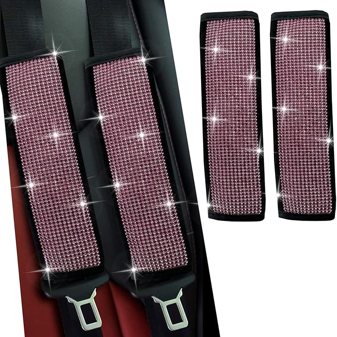 JDDRY Car Seat Belt Covers,Universal Car Seat Belt Pads,Seat Belt Strap Cover Shoulder Pad,Bling Seat Belt Cover(Pink,2PC)